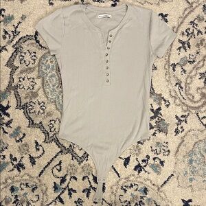 Gray Button-Down Bodysuit